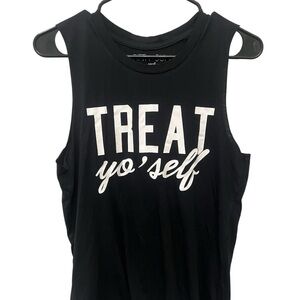 Treat Yo Self Graphic Muscle Tank Black Sleeveless Top‎